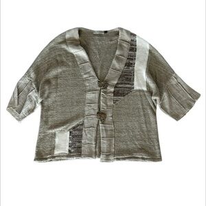 Stefani Size XXL linen blend cardigan sweater made in Europe